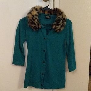 Leopard collar cardigan